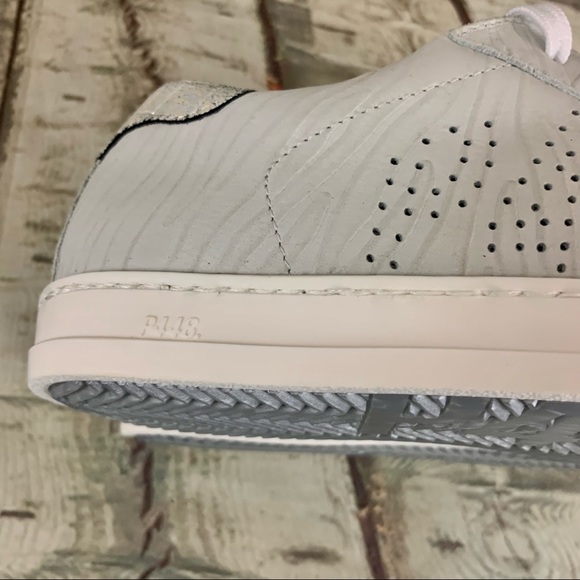 P448 John Sneakers Low Top Lace Up Iridescent White Beige Sz 35 EU/ 5-5.5 US - Picture 15 of 16